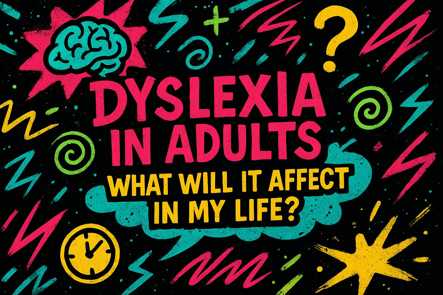 Illustration of an adult reflecting on dyslexia diagnosis and its impact on career and relationships